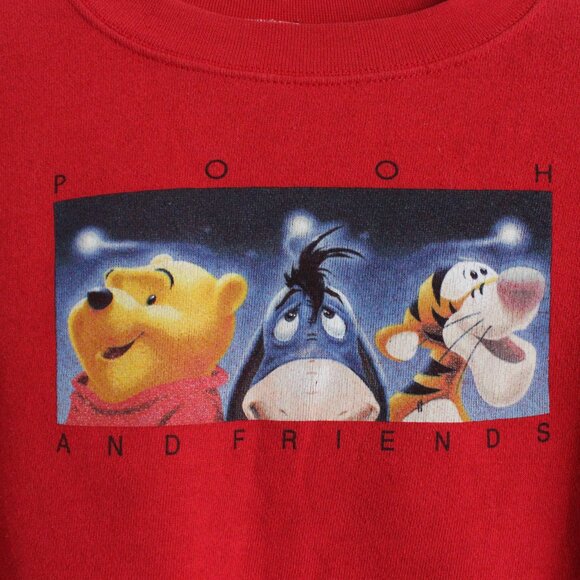 90s Disney Store Winnie the Pooh & Friends Sweatshirt Crewneck Red Youth M 7/8 - Picture 2 of 4